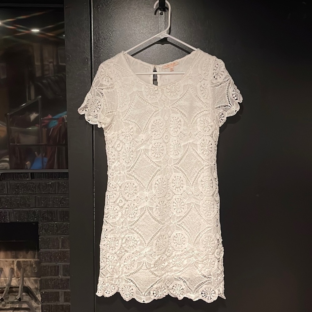 Skies are Blue White Lace Dress. Size XS